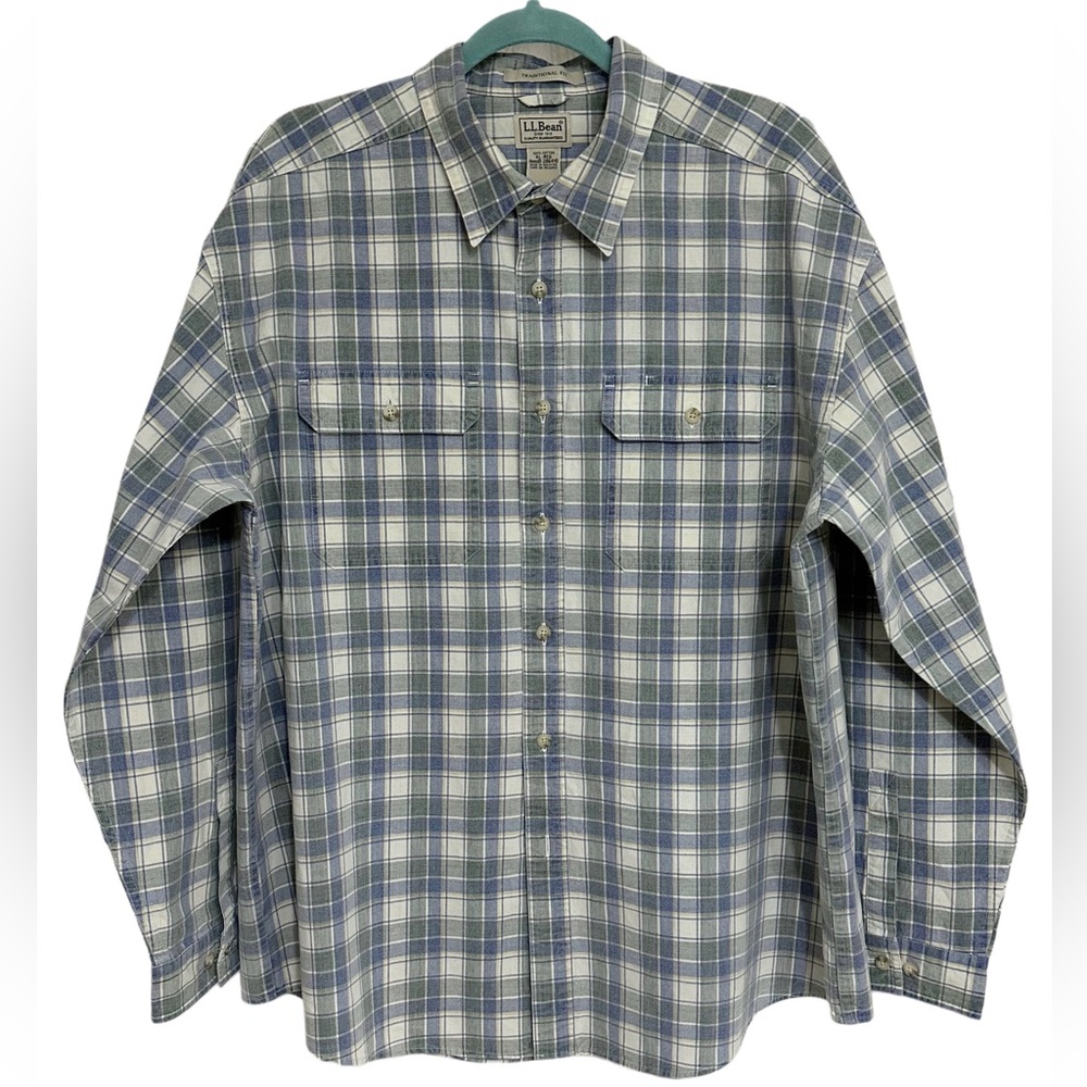 L.L. Bean Plaid Button Down Shirt Traditional Fit Cotton XL